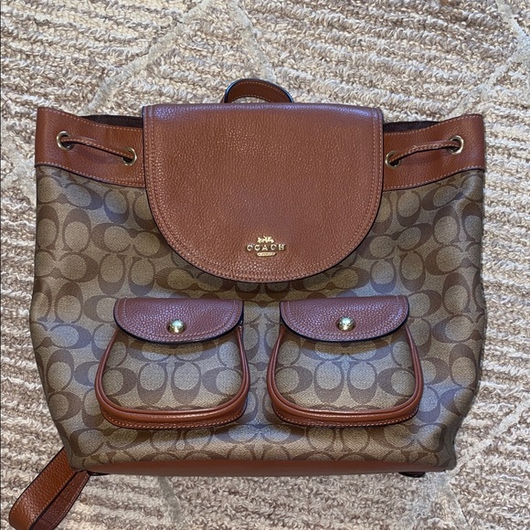 Coach Brown Monogram Backpack - Picture 1 of 7